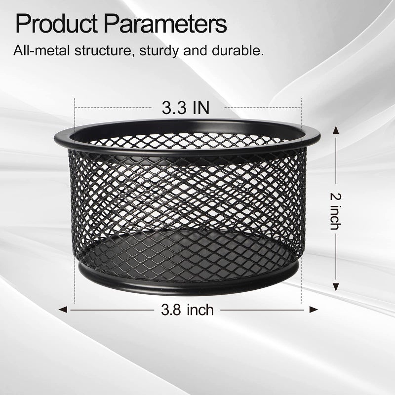 grwanpenÂ®5-Pack Stackable Mesh Desk Organizer Bins - Durable Storage Containers for Paper Clips, Rubber Bands, and Office Supplies, Black - Image 3